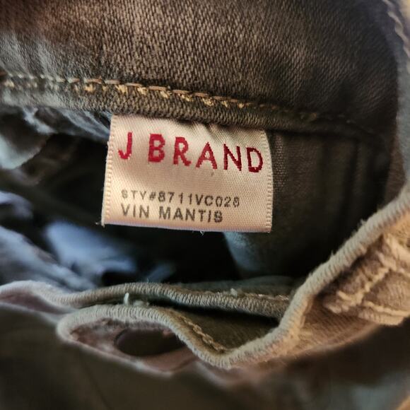 J Brand Roz Mid Rise Stitch Skinny Moto Jeans in Vintage Mantis, Size 24 - Picture 11 of 13